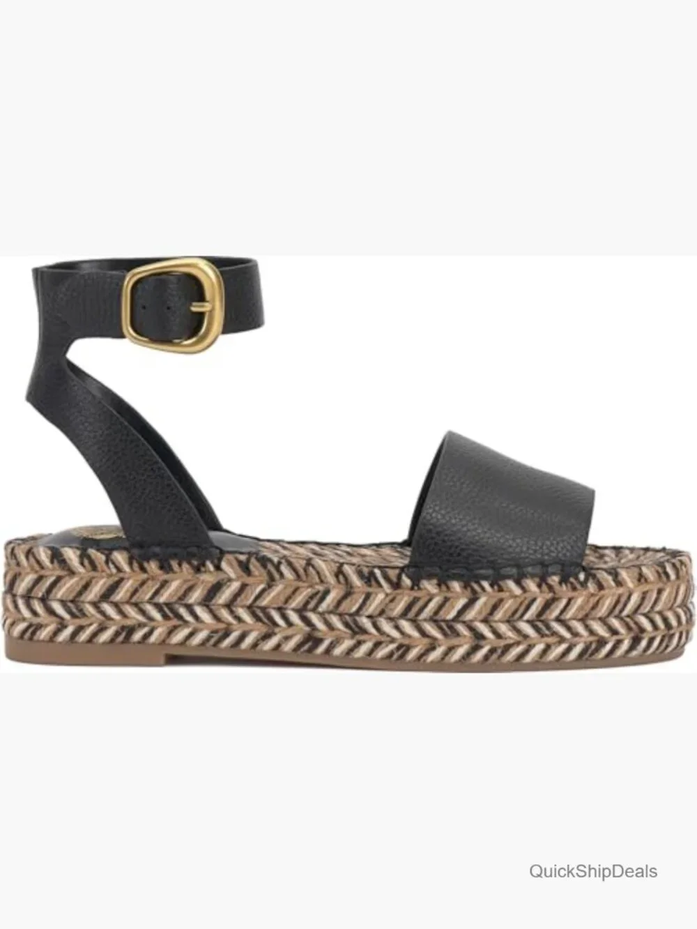 Espadrille Platform Sandals with Braided Jute Platform and Buckled Ankle Strap